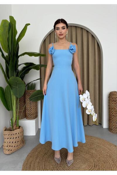 conconmoda Kiloş Atlas Güllü Uzun Elbise