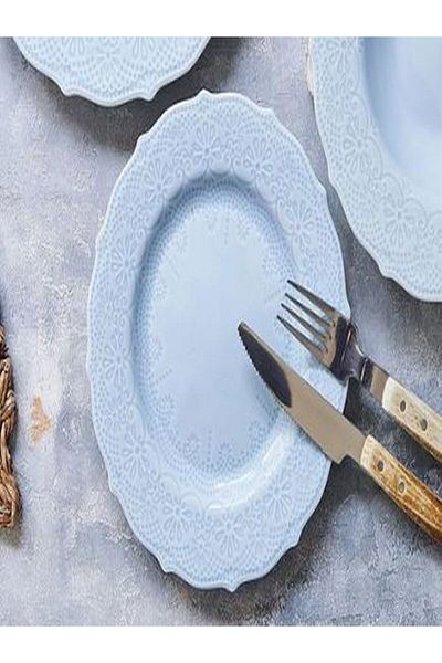 KANCAEV Lace Collection Dessert Plate, 21cm. Blue Sold as a Set of 2.