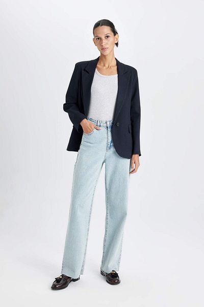 DeFacto Oversized Wide Lapel Button Up Basic Blazer Jacket