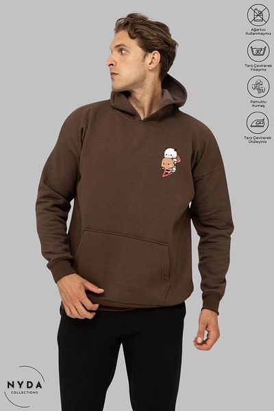 Nyda Collections Μακρυμάνικο Bubu Dudu Scooter με στάμπα με κουκούλα Unisex Oversize βαμβακερή κουκούλα