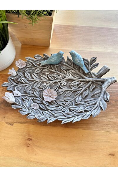 FOR POLYESTER Küçük Dokunuşlar Kuşlu Tabak Biblo/Aksesuar/ Masa-Sehpa Üstü/ Raf Kombin/Dekorasyon/Ev-Ofis Dekor