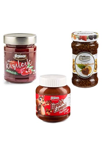 Seğmen Kızılcık Marmelatı, Kuru Incir Reçeli Ve Kakaolu Fındık Ezmesi (3'lü)