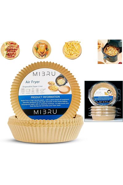 MIBRU Air fryer paper food plate liner brown 16+4.5cm*200 pcs