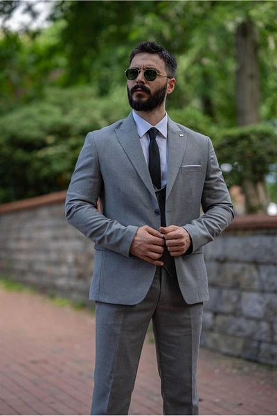 Salihtarzz Italian Cut Suit Gray - Slim Fit SD4949
