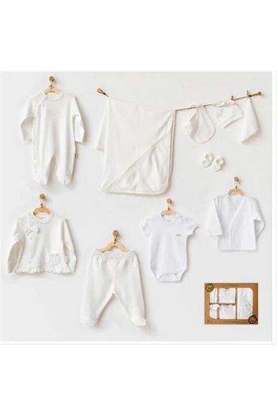 andywawa 0-3 Months Baby Girl Ecru 10 Pack Hospital Exit Organic