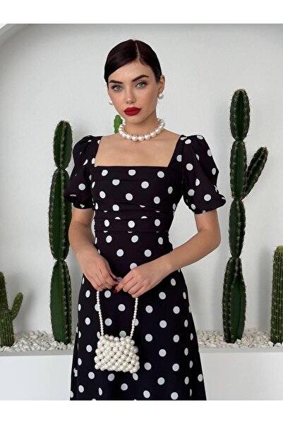 conconmoda Puantyeli Eliza Midi Boy Elbise