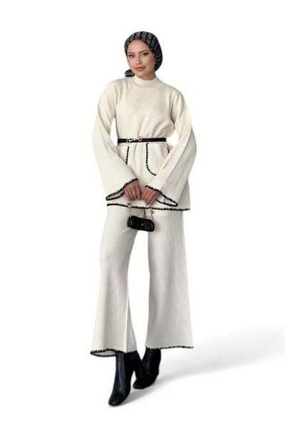 sistem Ecru Dudu Knitwear Set