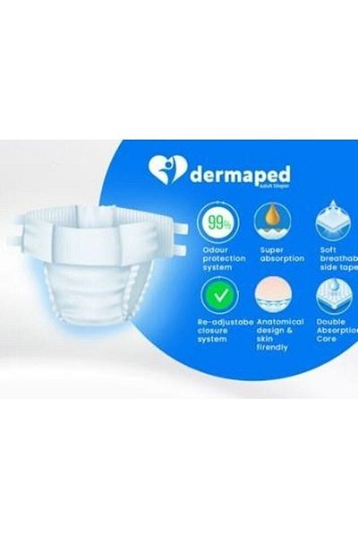 Dermaped Adult Patient Diapers with Waistband Large Size (l) Super Absorbent Advantage Package 30*2 60 Pieces