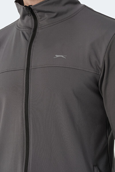 Slazenger OPRAH Erkek Fermuarlı Dik Yaka Cepli Koyu Gri Eşofman Takımı