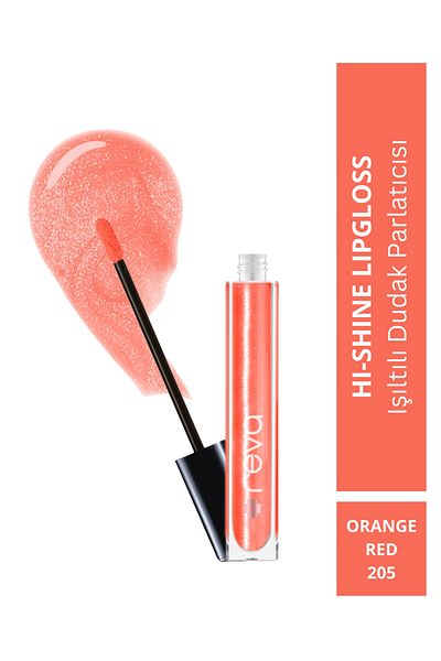 REVA Hi-Shine Lip Gloss - Shiny Lip Gloss, Orange Red - No: 205 - Vegan & Clean Content