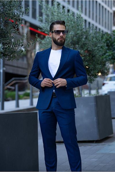 Salihtarzz Italian Cut Suit Navy Blue Sports - Slim Fit SD4982