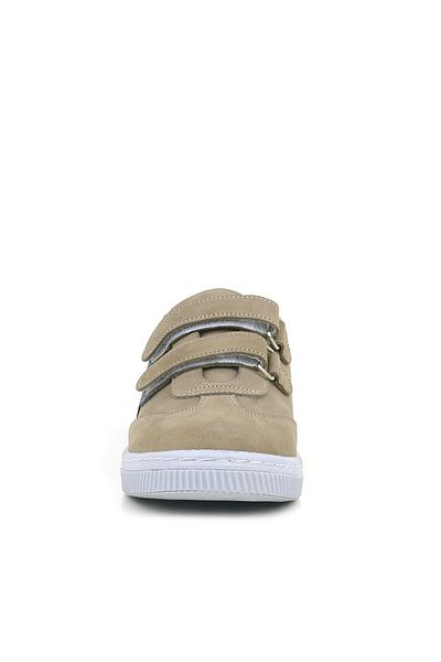 Rakerplus Pantofi sport pentru copii din piele naturală gri nisip cu velcro