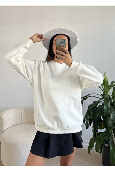 minaaise Hanorac oversize Ecru Basic 26088