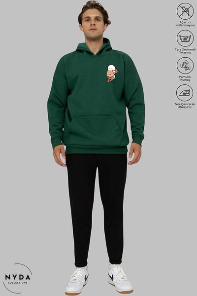 Nyda Collections Μακρυμάνικο Bubu Dudu Scooter με στάμπα με κουκούλα Unisex Oversize βαμβακερή κουκούλα