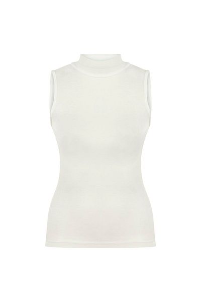 praye White Lycra Sleeveless Bodysuit