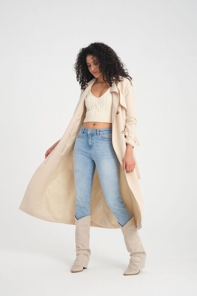 Soydan Güner Su Itici Özellikli Reglan Kol Ara Boy Trençkot Krem 5789