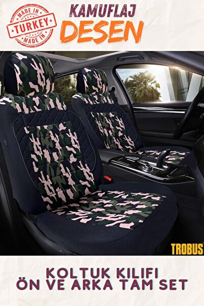 TROBUS طقم غطاء مقعد مموّه من الكانتارا أخضر وردي أسود بتقنية النانو ولاكوس ا...