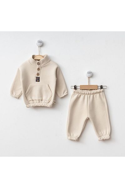 Minimus Newborn Baby Girl and Boy Winter Fleece Sports Suit Double Bottom Top Board Button Detail Pocket Suit