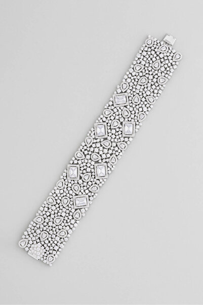 So CHIC... Mücevher Zarafeti 18 Ayar Beyaz Altın Kaplama Gümüş Özel Tasarım B...