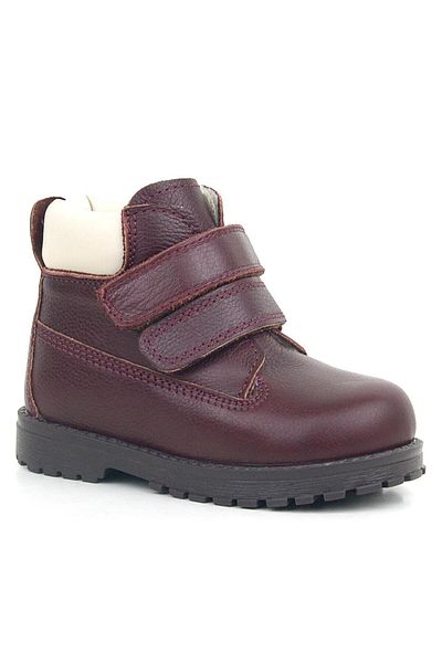 Rakerplus Neson Genuine Leather Claret Red Fur Velcro Baby Boots