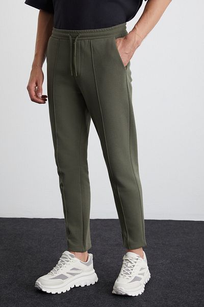 GRIMELANGE Scuby Men's Regular Fit Comfortable Fit Ribbed Waist Elastic Three Pocket Green Sweatpants