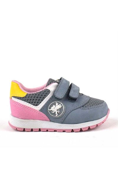 Rakerplus Genuine Leather Gray Velcro Baby Girl Sneakers