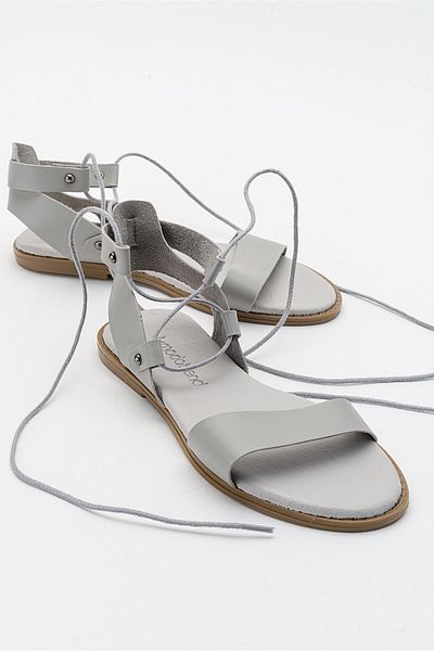 Ccway Women's Laced Sandals Gray Skin