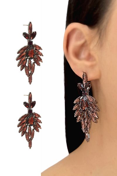 Çlk Accessories Premium Evening Dress Thin Drop Stone Earrings