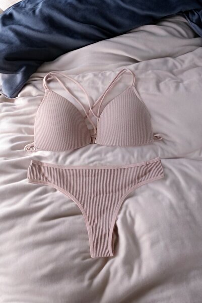 blackstrip Γυναικείο Σετ Bralet με κορδόνια - Ριμπ ύφασμα, κομψό και άνετο σε...