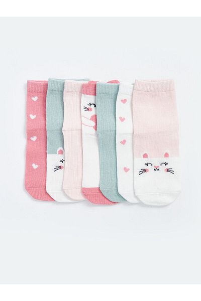 LC Waikiki Lcwk Printed Baby Girl Socks Pack of 7