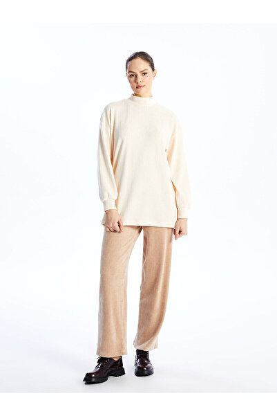 LC Waikiki Velvet Tunic - Half Turtleneck, Solid, Long Sleeve