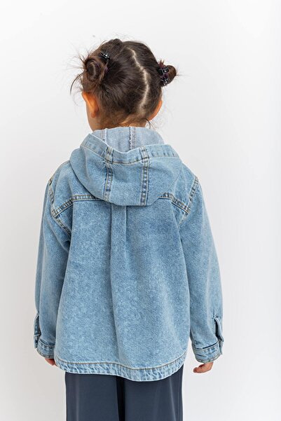 Oliven The Kid Jachetă albastră unisex din denim cu glugă