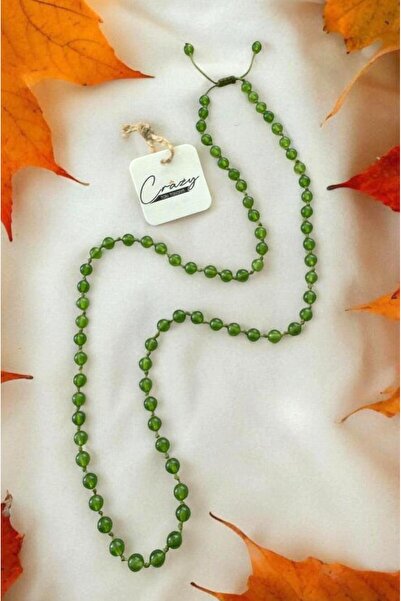 CRAZY TAKI TASARIM قلادة طويلة للجنسين من حجر السيل-النمر الطبيعي مقاس 6 مم (...