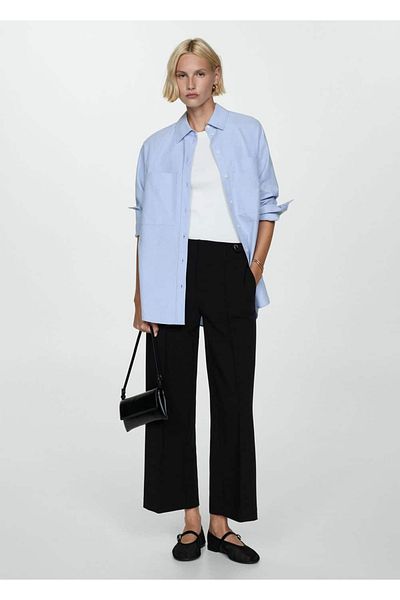 MANGO Woman Straight Cut Button Trousers
