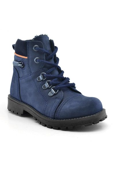 Rakerplus Παιδικές μπότες Minotor από γνήσιο δέρμα Navy Blue με φερμουάρ