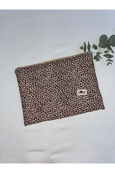 thick weave حقيبة كمبيوتر محمول بطبعة جلد الفهد مقاس 13-14 بوصة