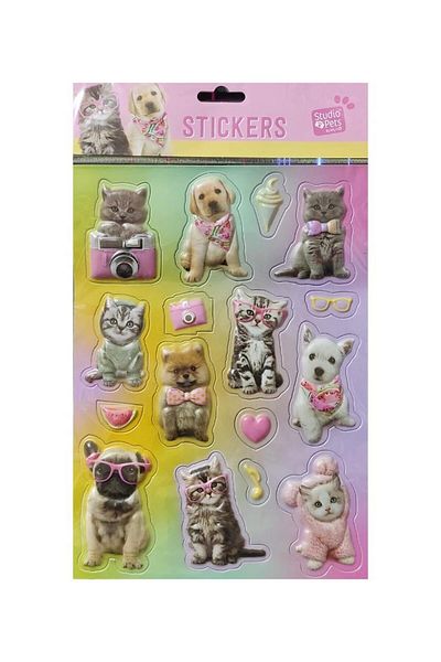 Dolphin Cem Stationery Studio B-4673 Embossed 3D Pets Stickers
