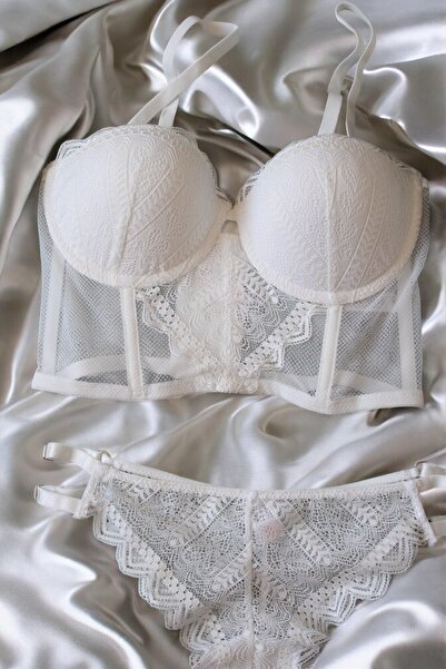 blackstrip Lace Dream - Lightweight Corset Bra Set - Imported Bustier, Bralet...