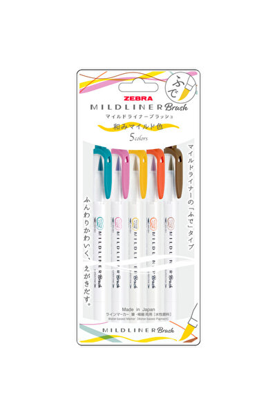 Zebra مجموعة أقلام فرشاة ميدلينر 5C-N