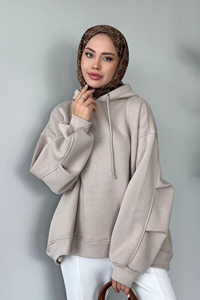 Hazamoda سويت شيرت بوهيمي بيج بغطاء للرأس