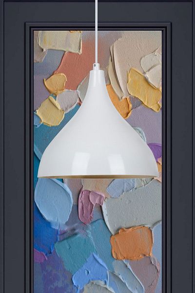 Bamyum Long White Single Pendant Chandelier Living Room Kitchen Cafe Restaurant Lamp Children's Room Chandeliers Models