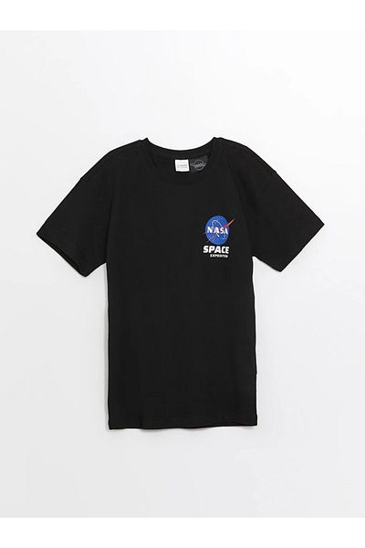 LC Waikiki LCW Kids Νέο μαύρο σετ πιτζάμες με στάμπα Nasa με αγορίστικο σορτς