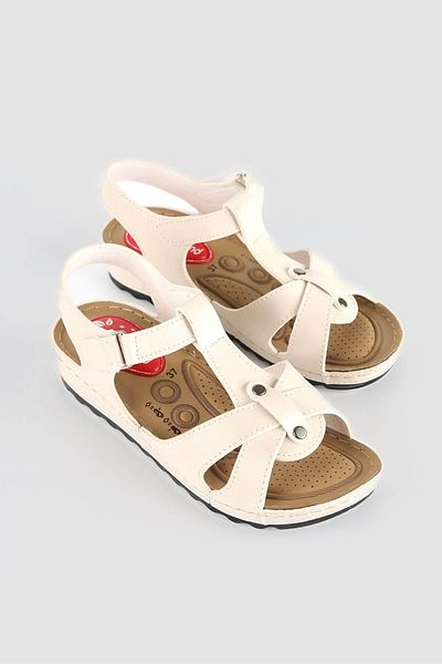 Ccway Women's Cross Velcro Sandals Beige