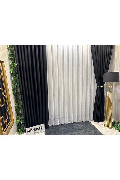 NİVEMESHOME Nivemeshome Linen - New Season 1/3 Thin Pleated Tulle Curtain Apm