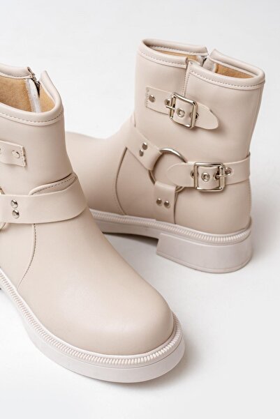 Aymood 02-2013 Бежеві жіночі черевики на щодень з блискавкою та аксесуарами
