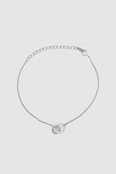 So CHIC... Minimal Tasarım 18 Ayar Beyaz Altın Kaplama 21 Cm Gümüş Zincir Bileklik