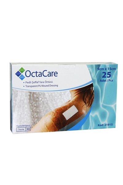 Octacare Padded Transparent Wound Cover 1 Piece (waterproof Tape) 9cmx15cm