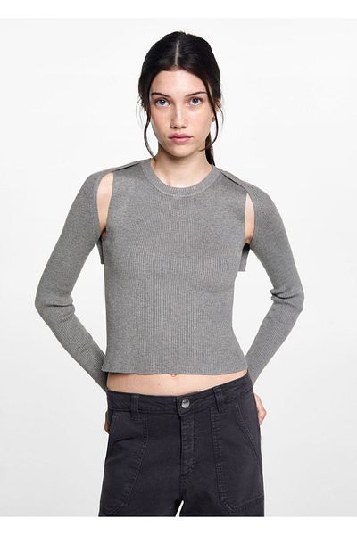 Mango Teen Pulover cu nervuri cu mâneci