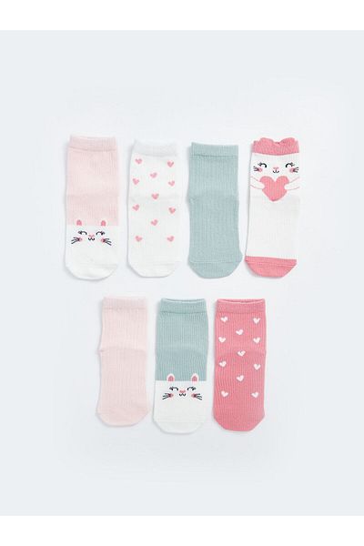 LC Waikiki Lcwk Printed Baby Girl Socks Pack of 7