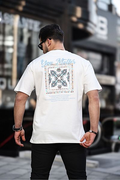 LTC Jeans Ανδρικό μπλουζάκι White Oversize 100% βαμβάκι 16/1 Thick Gramage Printed